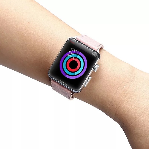 NEW Pink Leather band For Apple Watch - Picture 2 of 5